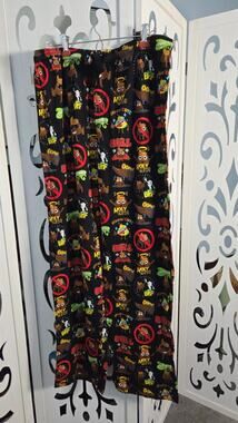 Emoji One Poop Emoji Pajama Pants Mens Large Black 100% Cotton Lounge NWOT
